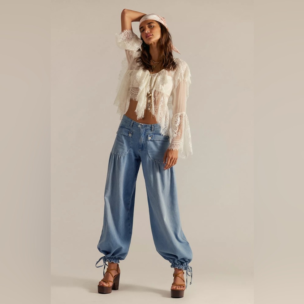 We The Free Light Blue Wide Leg Flare Jeans